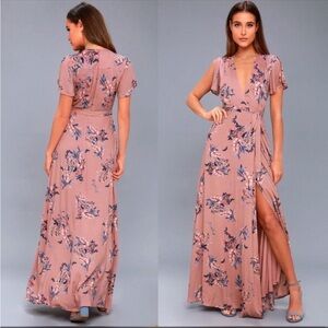 Lulus pink floral maxi dress Size S